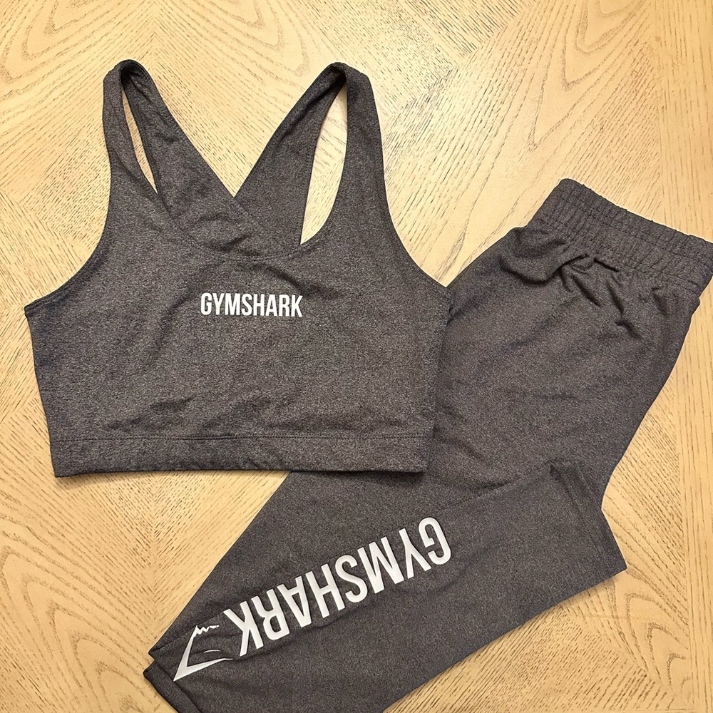 Gymshark Charcoal Legging and Sports Bra set
